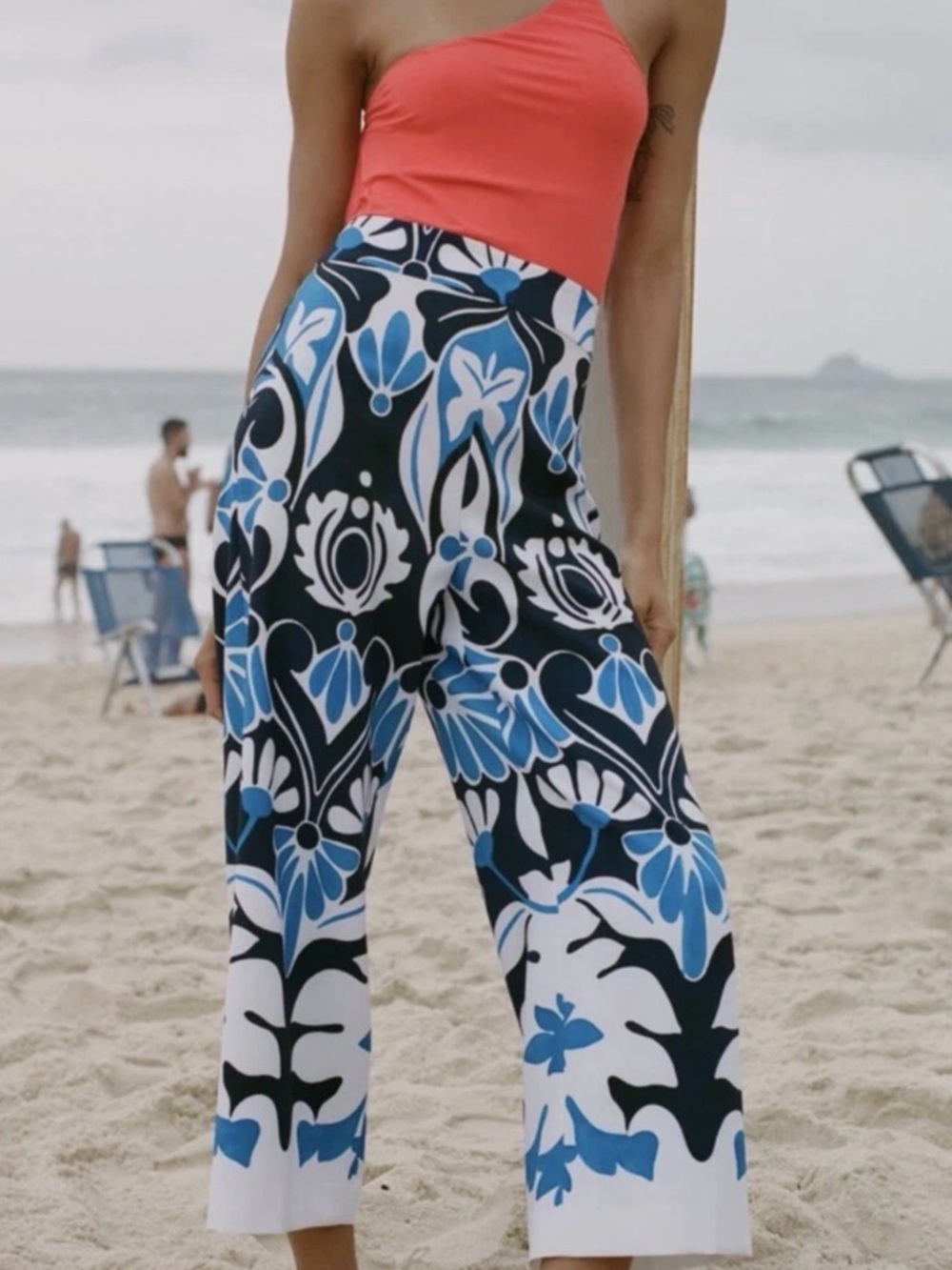 Zara High-Waist Blue Wide-Leg Pants